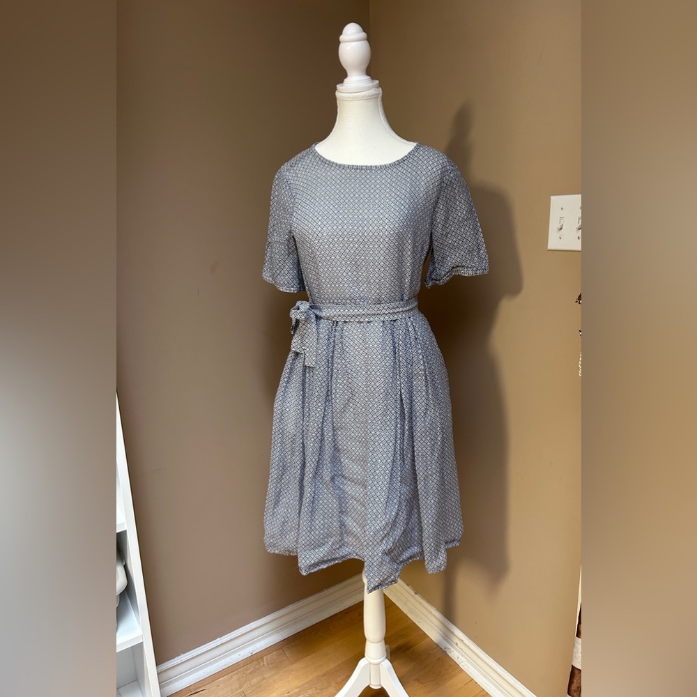 MaxMara Weekend Blue & White Patterned Cotton A-line Dress